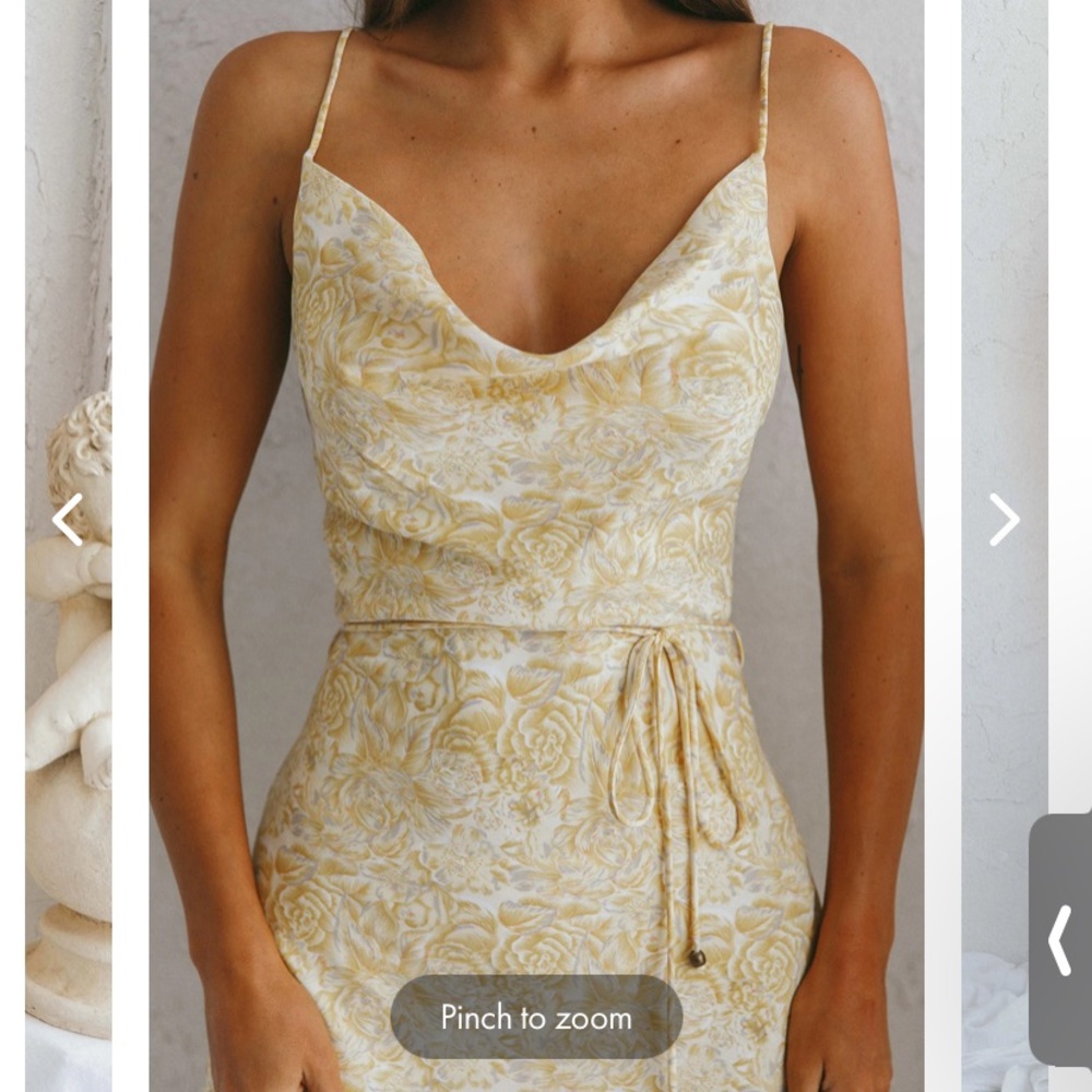 Selfie Leslie Sweet Memories CowlNeckline Slip Dress Vintage Floral Print Yellow
